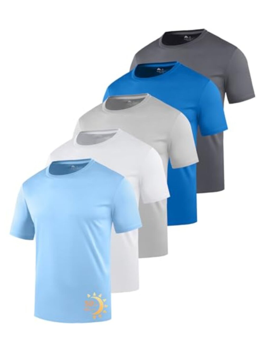 Men's 5 Pack Rash Guard Short Sleeve UPF 50+ Moisture Wicking Athletic T-Shirts
